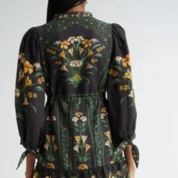 FARM RIO FLOWERS ARCH LINEN BLEND MINI DRESS -Size XL - Picture 6 of 6